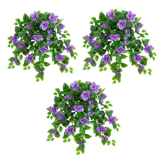 Michaels, 24" UV Resistant Artificial Azalea Hanging Plants, 3ct. – Category: Potted Plants